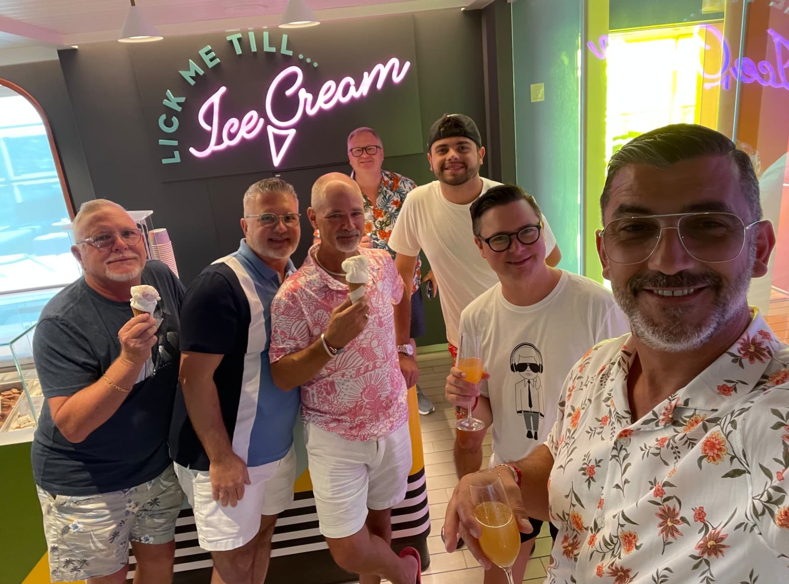 New friends grabbing ice cream together on board