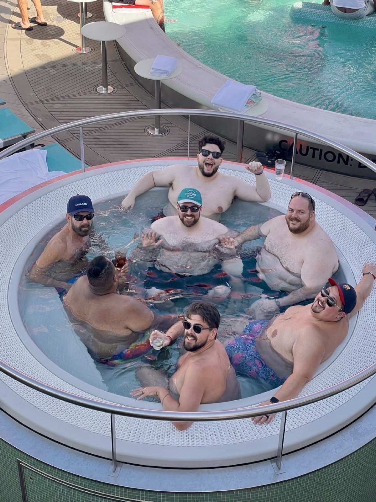 Friends taking a selfie together on board