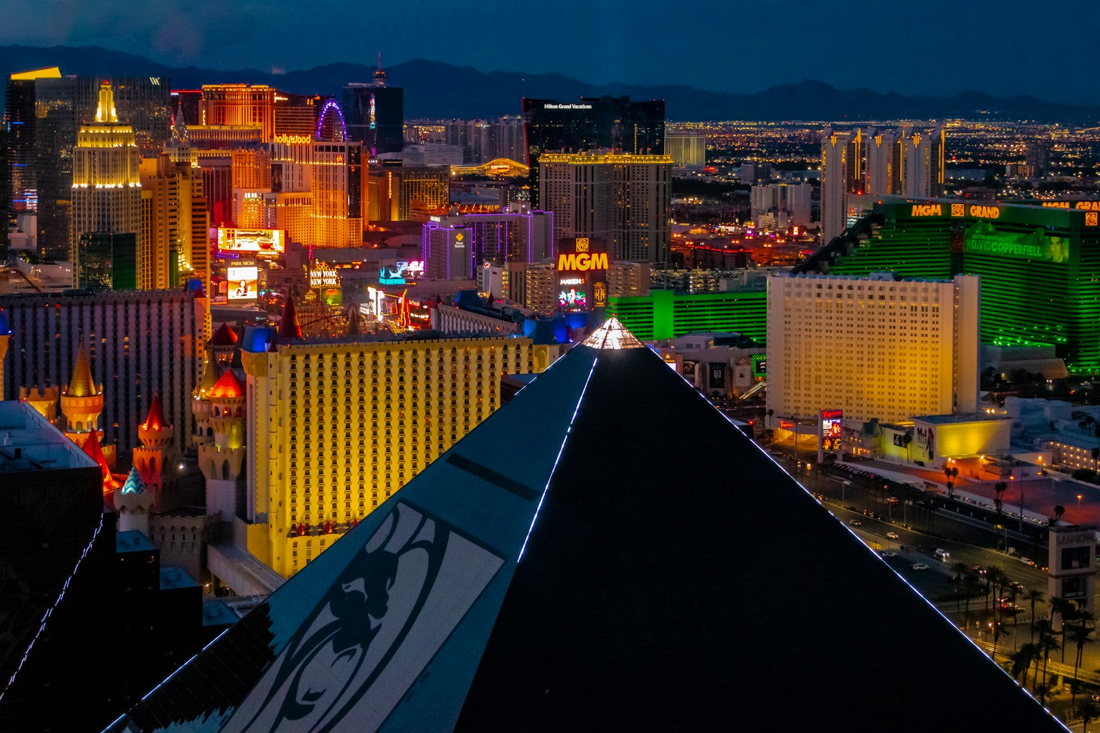 Night aerial view of the Las Vegas Strip