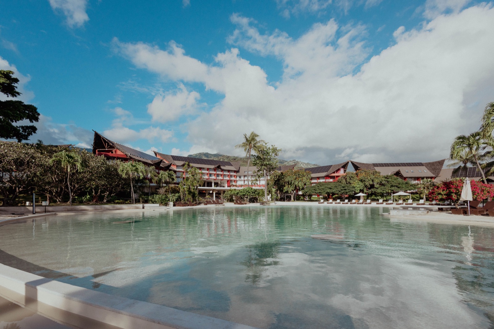 Main pool and resort buildings at Tahiti Lagoon Resort